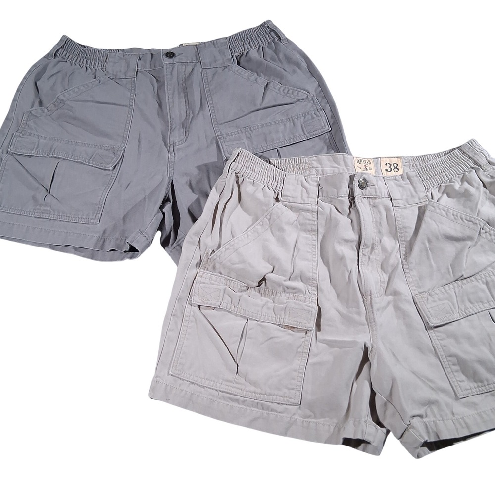 RedHead Men's Cargo Shorts Tan and Grey Cotton Canvas Utility LOT of 2 Size 34